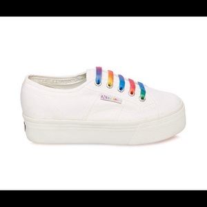 Superga Platforms, Rainbow Laces- Brand New!